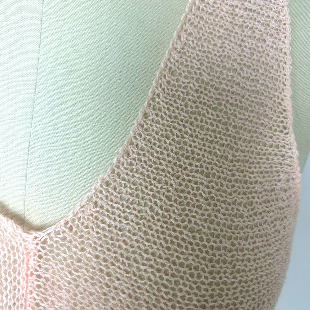 EILEEN FISHER Asymmetrical Hand-knit Linen blend Sleeveless Top XS Peach Perfect - Picture 5 of 9